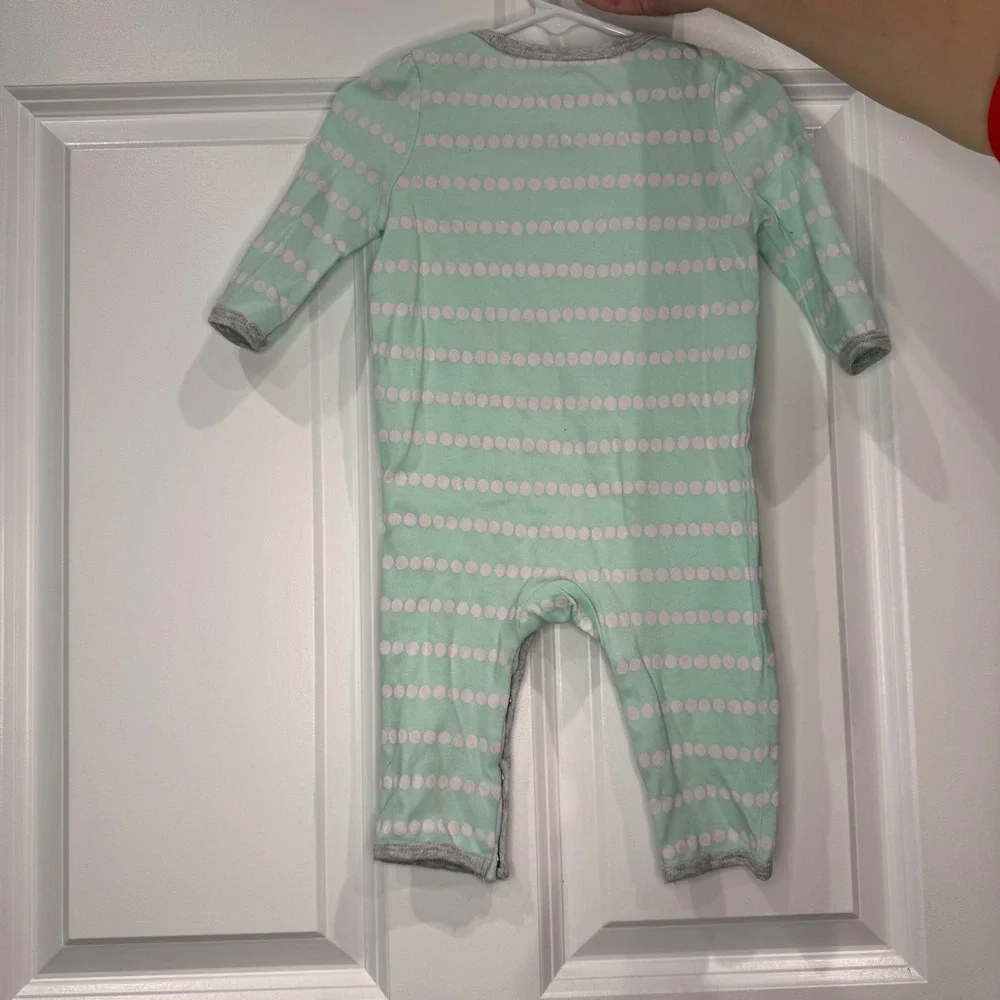 Cloud Island Baby Girl Mint Green Dot Long‎ Sleeve Sleepsuit Romper Size 3-6M